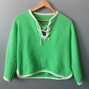Green  Drawstring Sweater